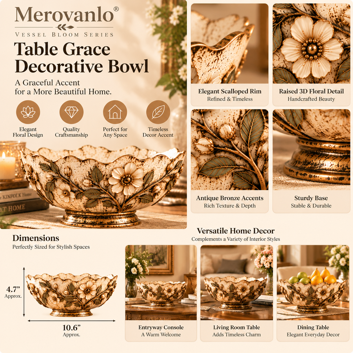 Merovanlo® Table Grace Decorative Bowl