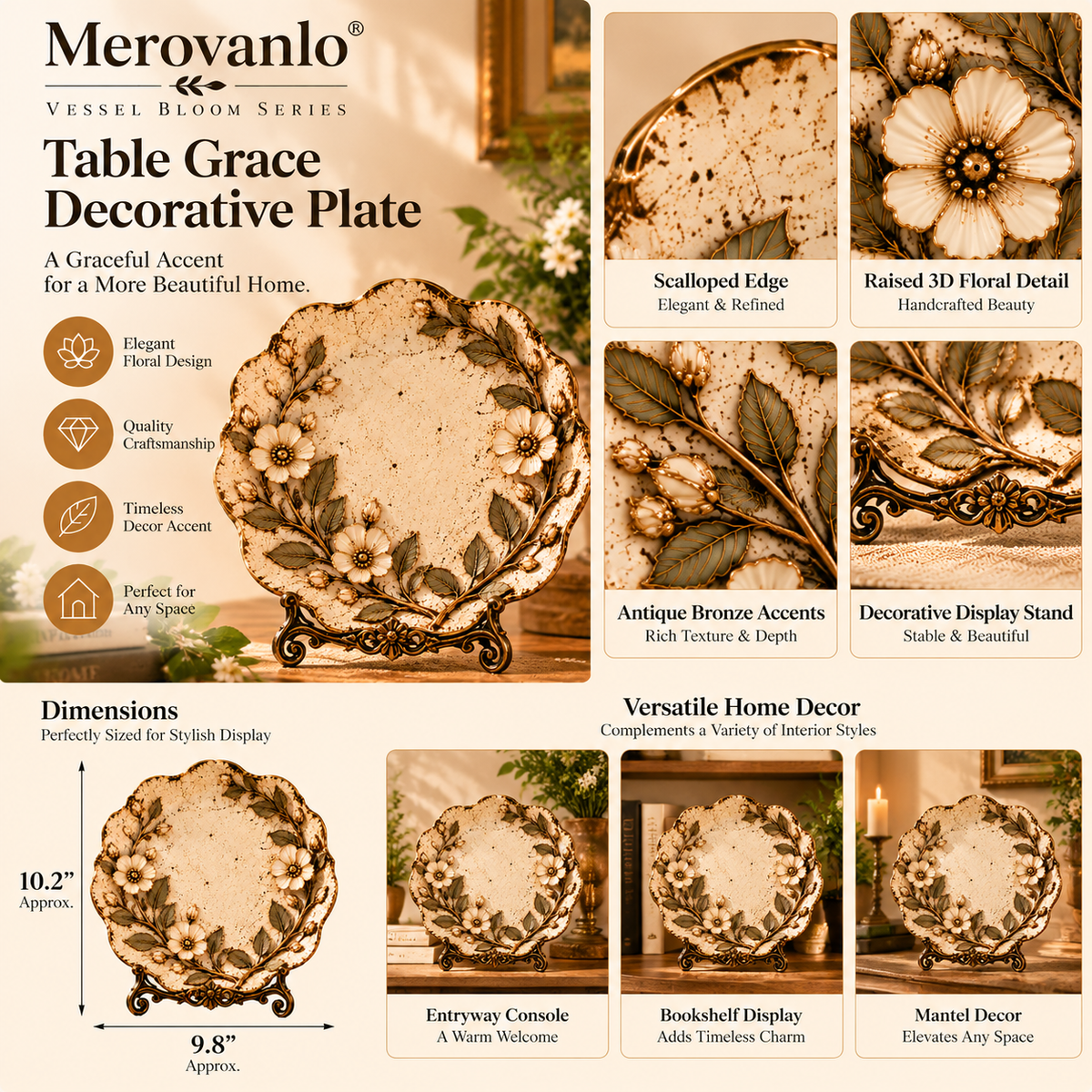 Merovanlo® Table Grace Decorative Plate