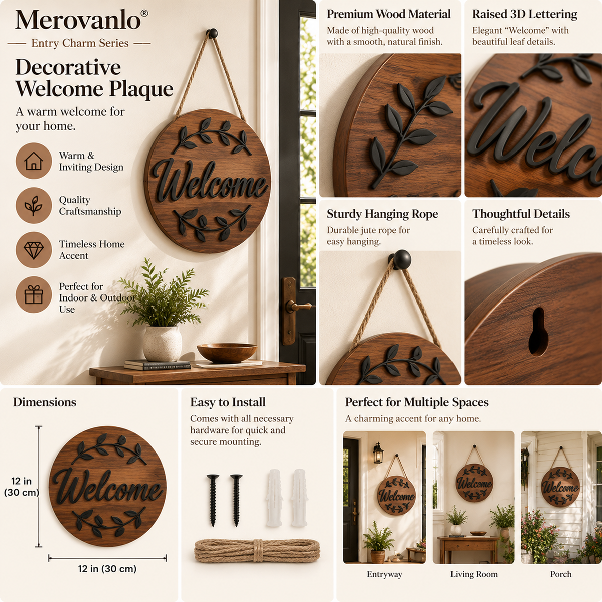 Merovanlo® Entry Charm Decorative Welcome Plaque