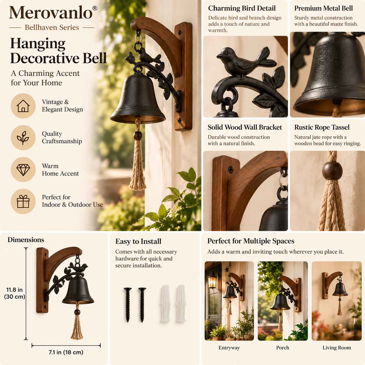 Merovanlo® Bellhaven Hanging Decorative Bell