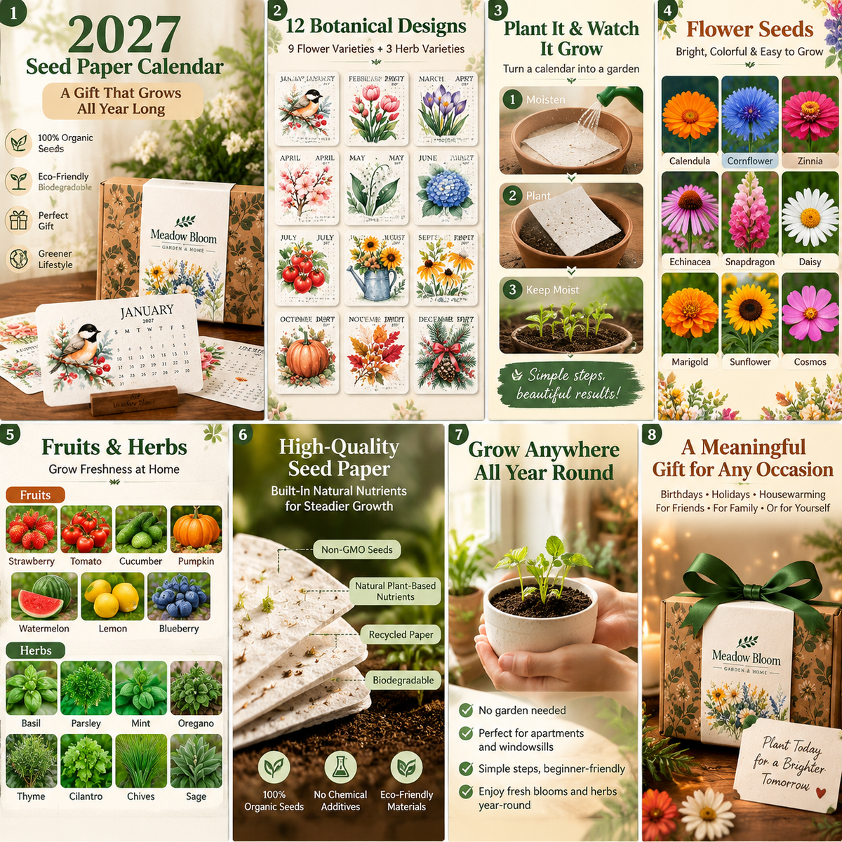 ✨🌱Early Holiday Sale 80% OFF🌱Eco-Friendly Plantable “Timeless” Seed Calendar 2027✨🌱