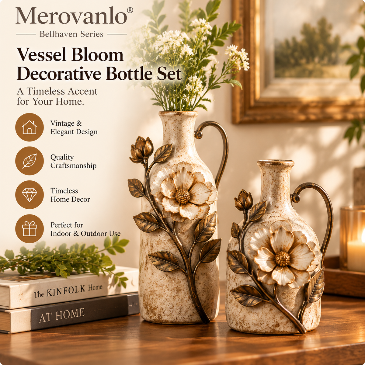 Merovanlo® Vessel Bloom Decorative Bottle Set