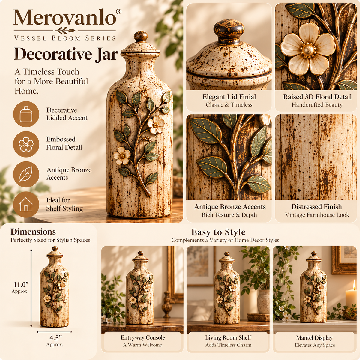 Merovanlo® Vessel Bloom Decorative Jar